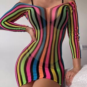 Multicolor Striped Women's Swimsuit Coverup